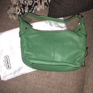Coach - green leather hobo bag